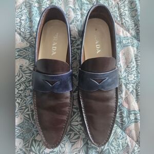 Prada Men's Leather Penny Loafers in Dark Brown